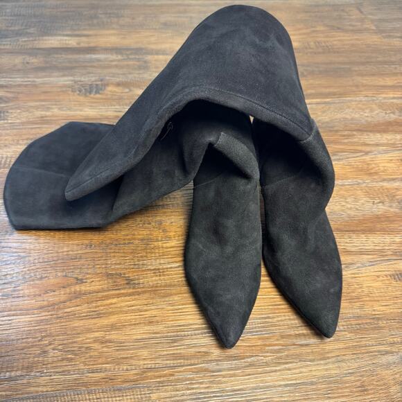 Nine West 8M WNSIRENA leather tall knee high kitten heel boots microfiber - Picture 8 of 13